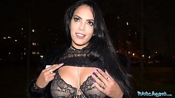 play Brunette with huge tits has sex in the car